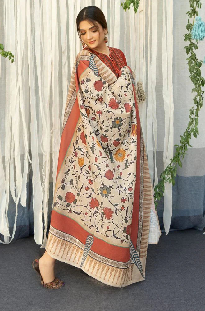AYAT EMBROIDERED 3-PIECE WITH SHAWL Stitched Dress.