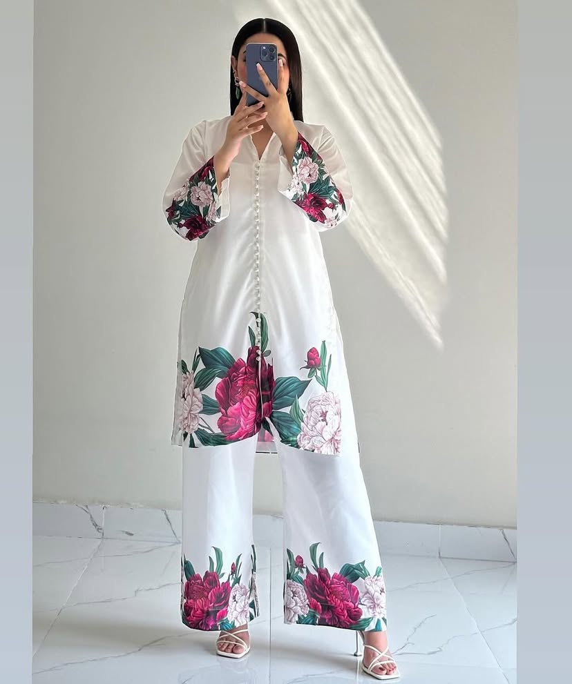 VERONICA Digital Printed Premium Silk 2Pc Stitched Dress.