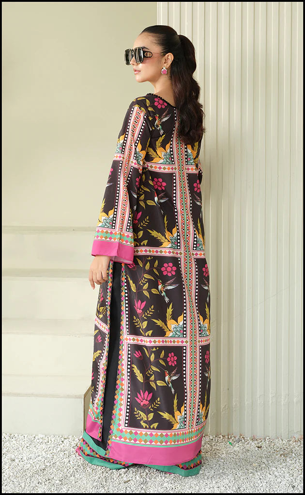 FUSCHIA FIZZ Digital Print 2PCS Stitched Dress PREMIUM SILK