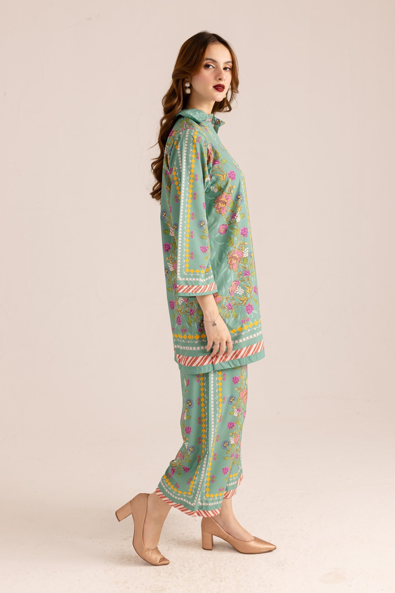 GUL-AFSHAN Digital Printed Premium Silk 2Pc Stitched Dress.