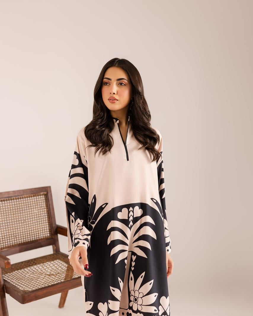 PALM Co Ord Digital Print 2-Piece Stitched Dress.