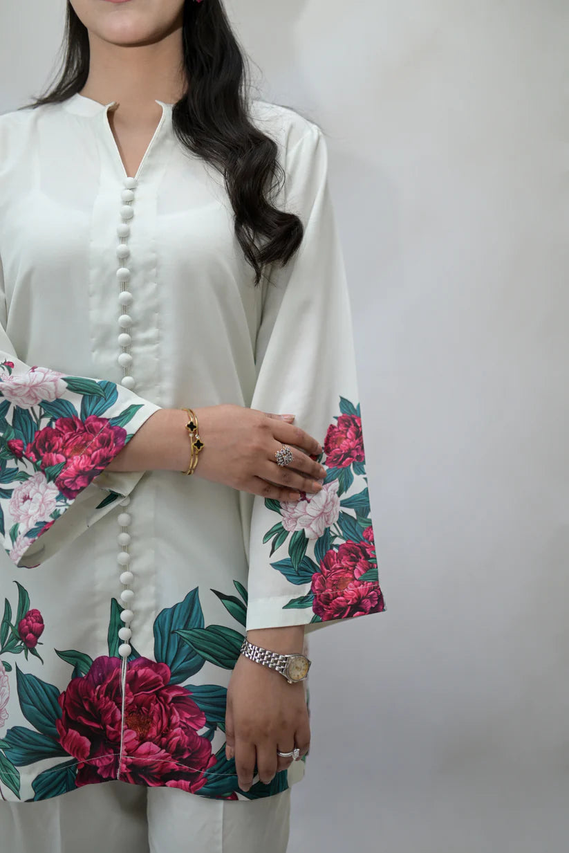 VERONICA Digital Printed Premium Silk 2Pc Stitched Dress.