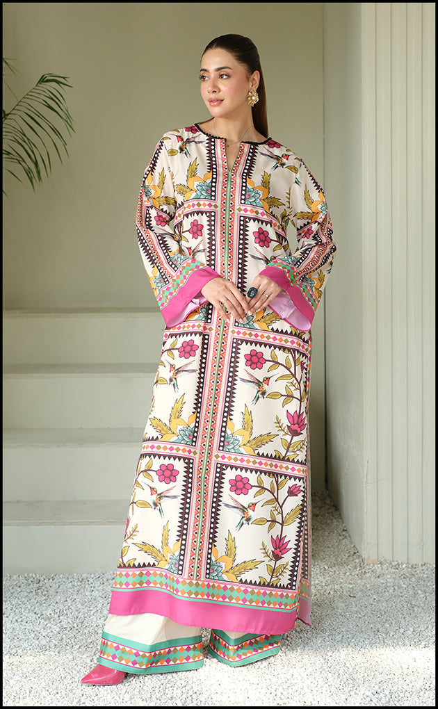 VANILLA SORBET Digital Print 2PCS Stitched Dress PREMIUM SILK