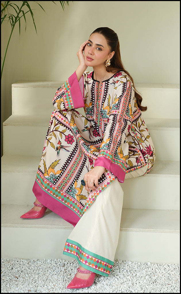 VANILLA SORBET Digital Print 2PCS Stitched Dress PREMIUM SILK