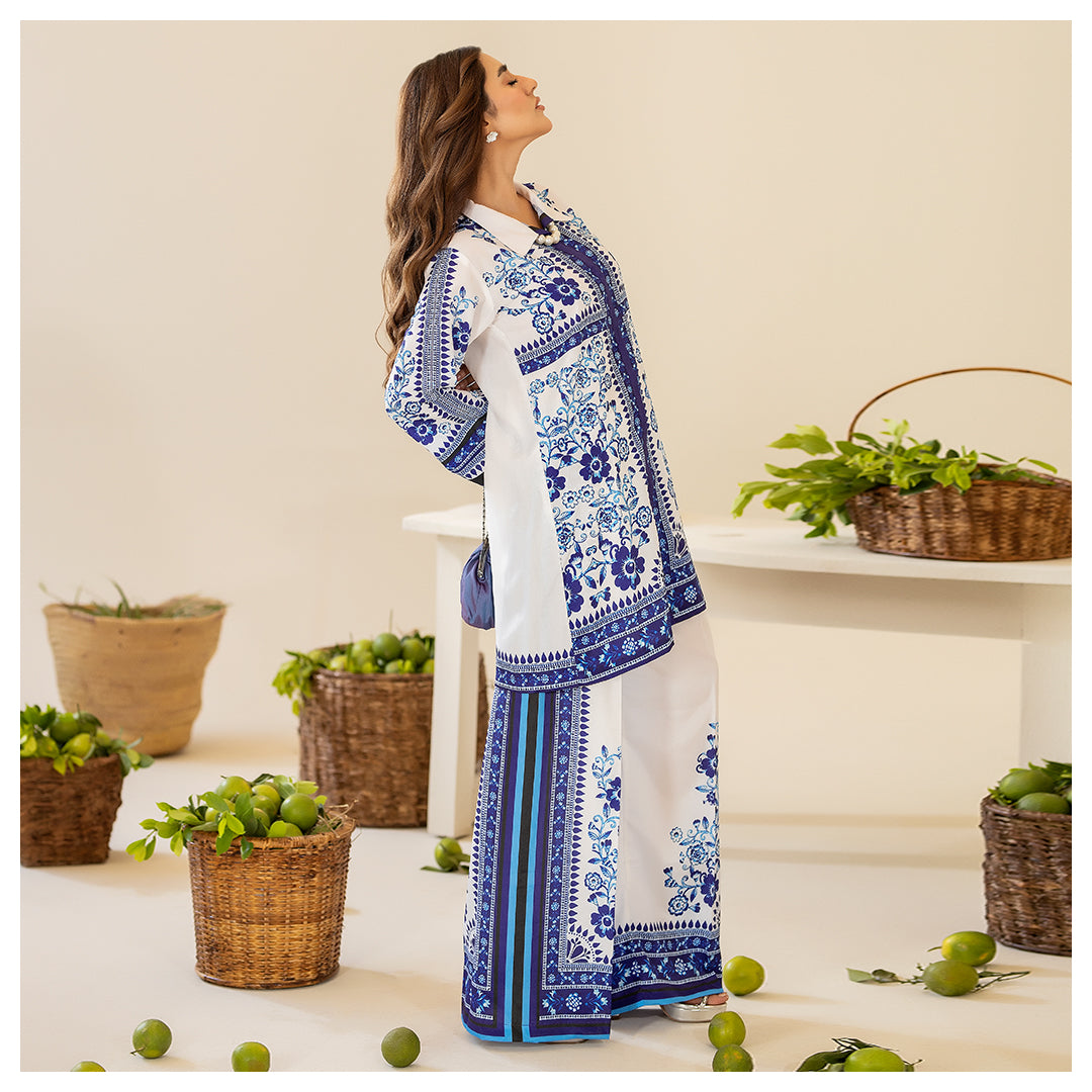 BAHAAR Digital Printed Premium Silk 2Pc Stitched Dress.