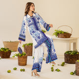 BAHAAR Digital Printed Premium Silk 2Pc Stitched Dress.