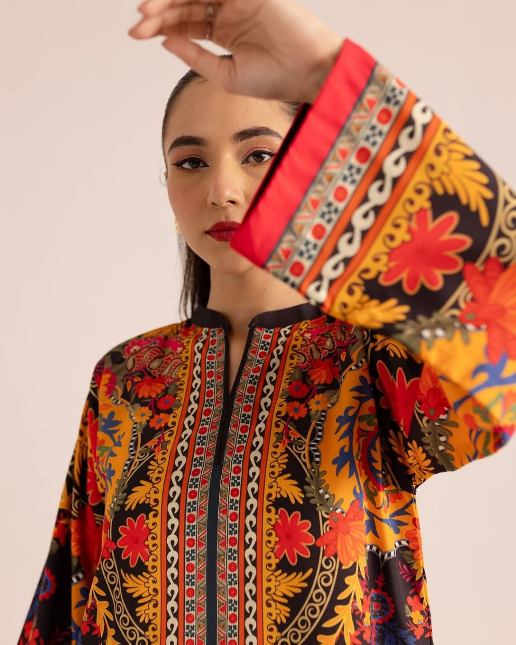 SATRANGI Digital Printed Premium Silk 2Pc Stitched Dress.