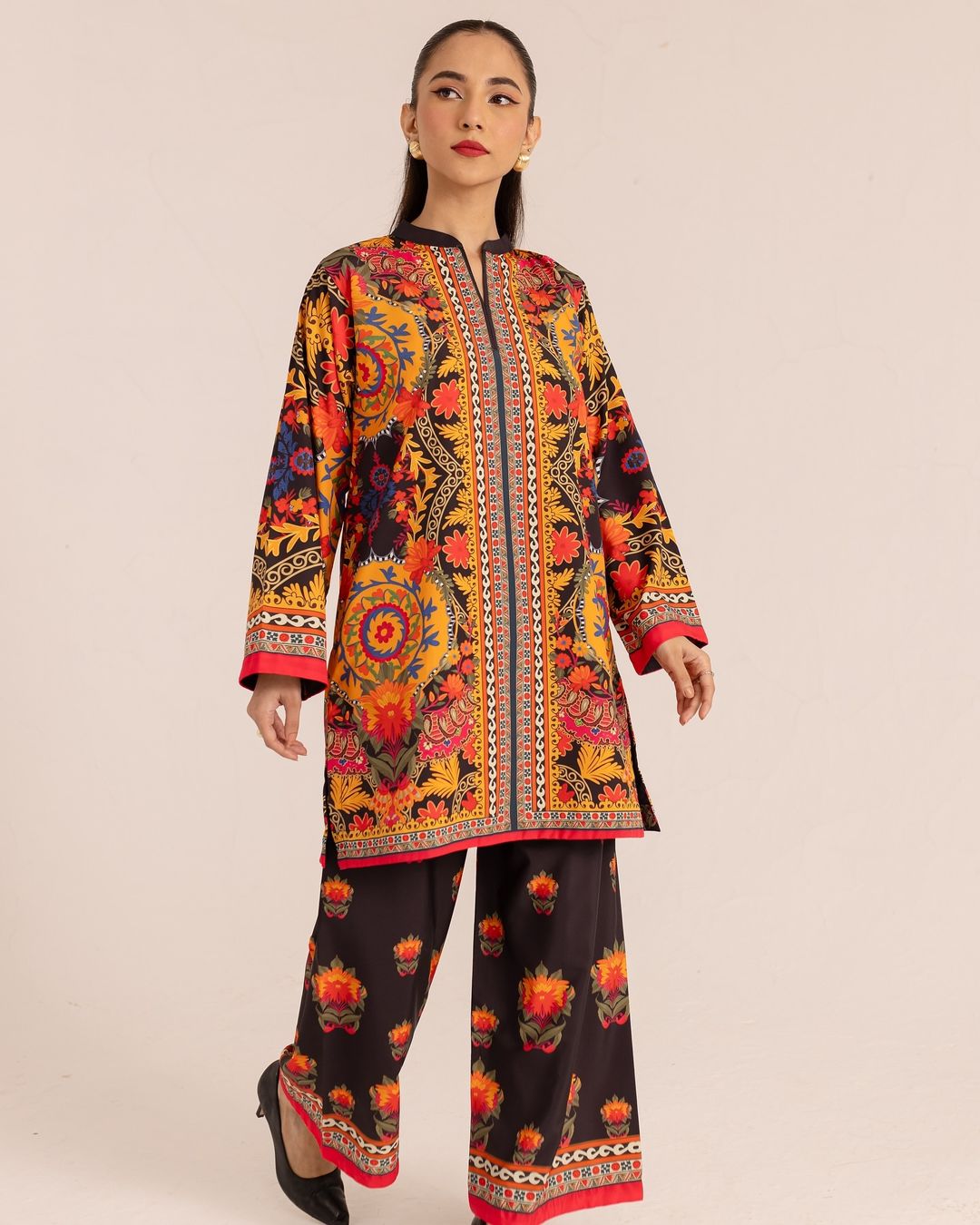 SATRANGI Digital Printed Premium Silk 2Pc Stitched Dress.