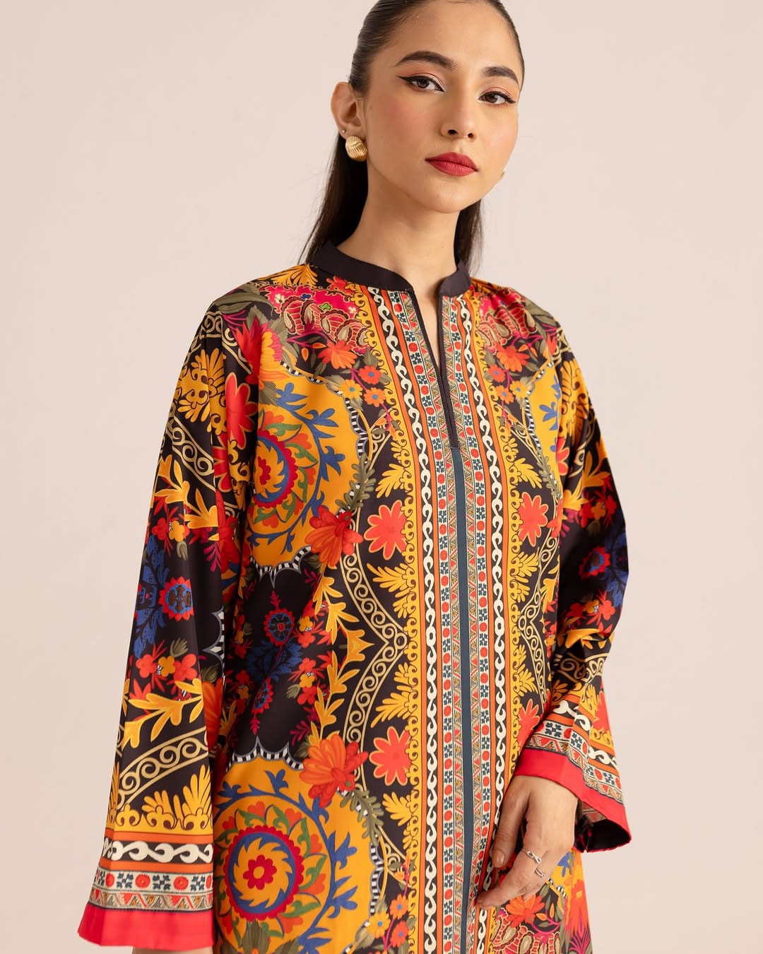 SATRANGI Digital Printed Premium Silk 2Pc Stitched Dress.