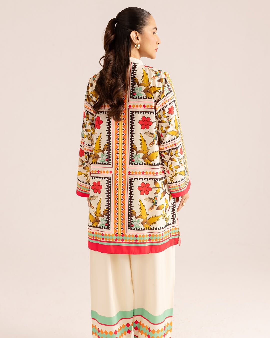 NOOR Digital Printed Premium Silk 2Pc Stitched Dress.