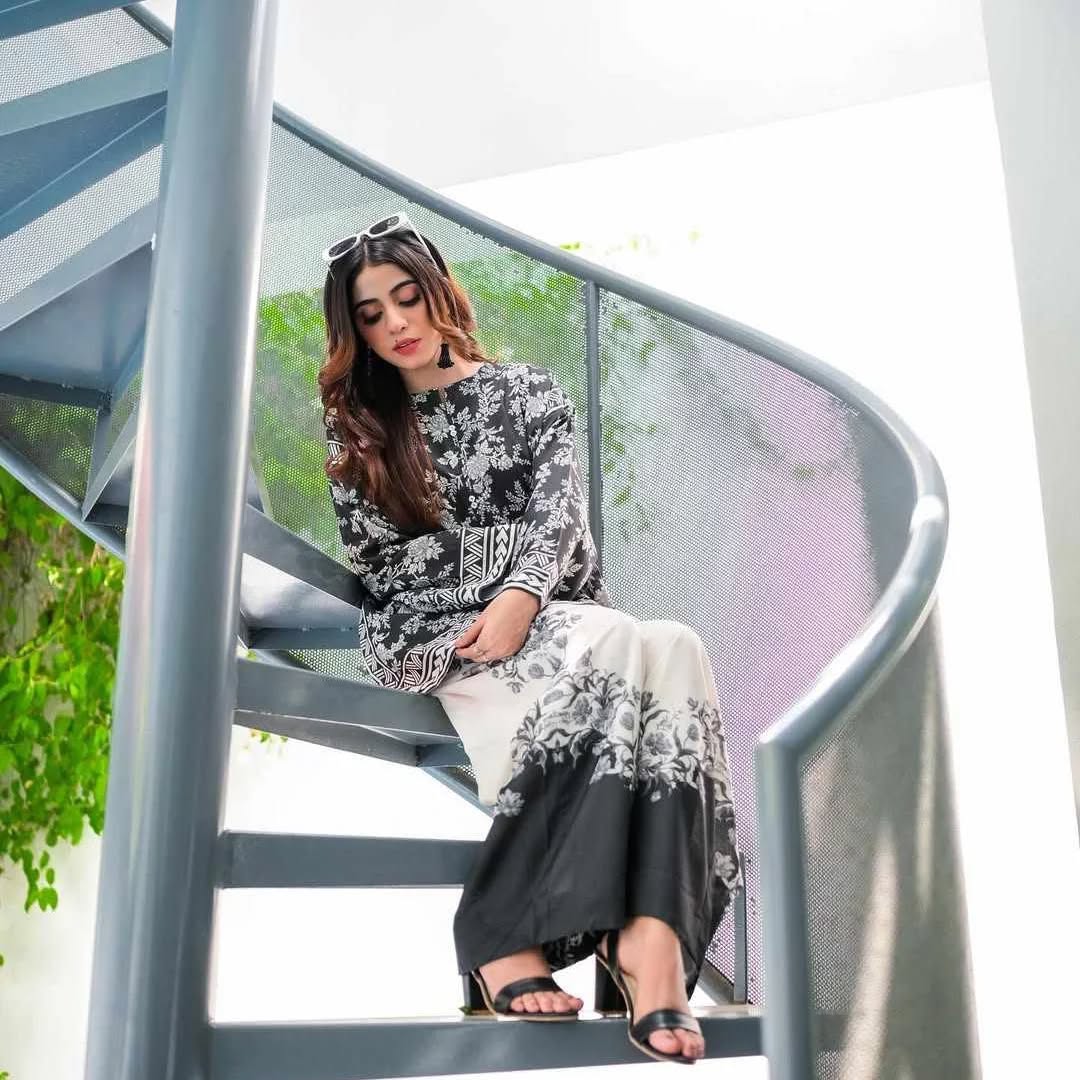 DILRUBA Co Ord Digital Print 2-Piece Stitched Dress.