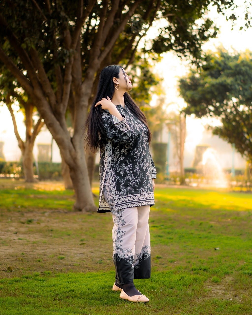 DILRUBA Co Ord Digital Print 2-Piece Stitched Dress.