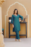 AFREEN POCKET Embroidered 2Pc Stitched Dress Premium Linen.