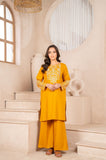 MUSTARD DUSKY BLOOM EMBROIDERED 2-PIECE Dress.