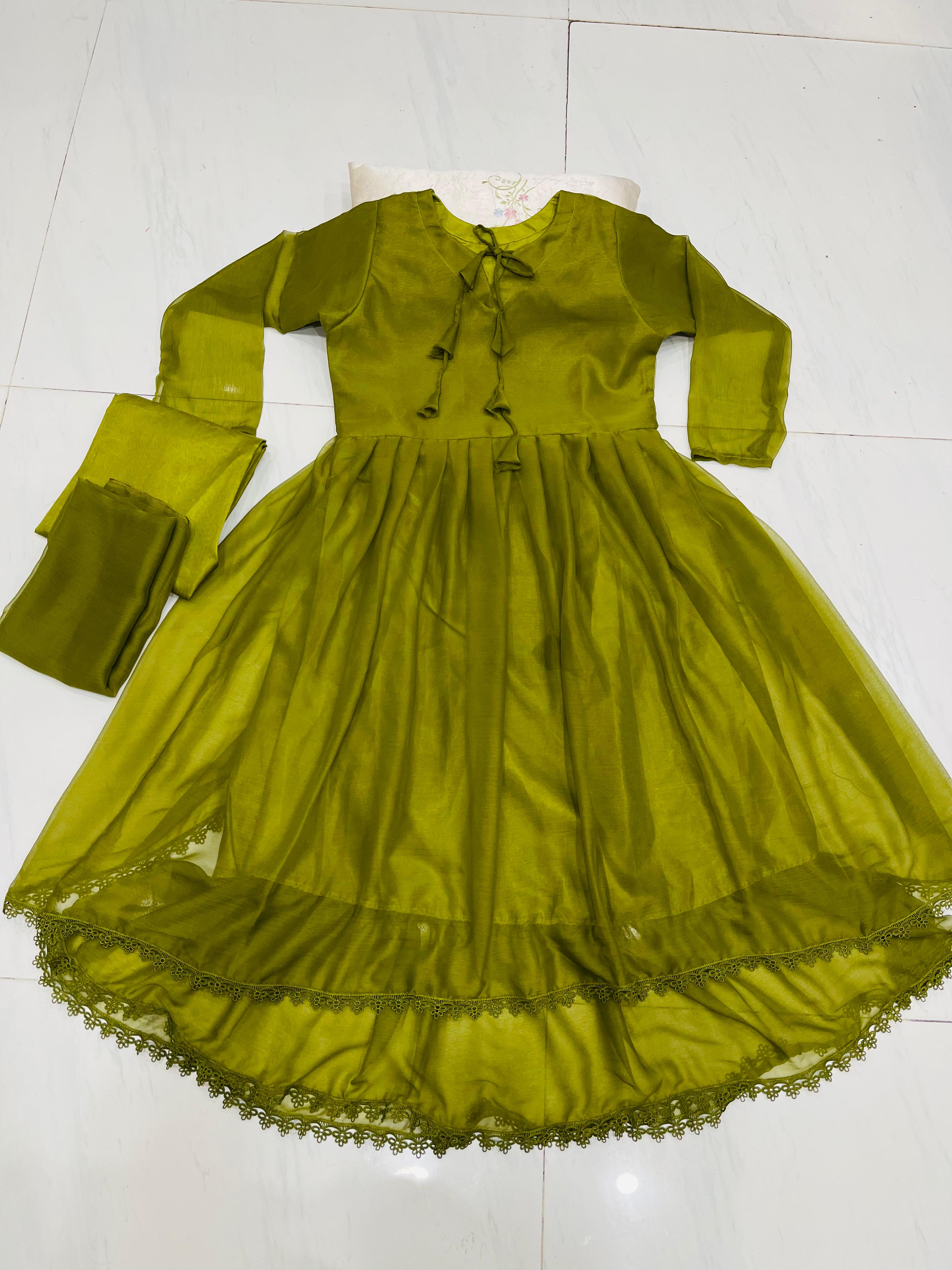 ANARKALI Lace Work 3PCs Flare Maxi Set with Dupatta
