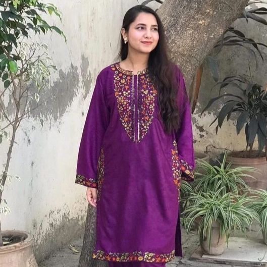 POCKET SEQUENCE Embroidered 2Pc Stitched Dress Premium Linen.