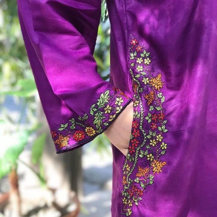 POCKET SEQUENCE Embroidered 2Pc Stitched Dress Premium Linen.