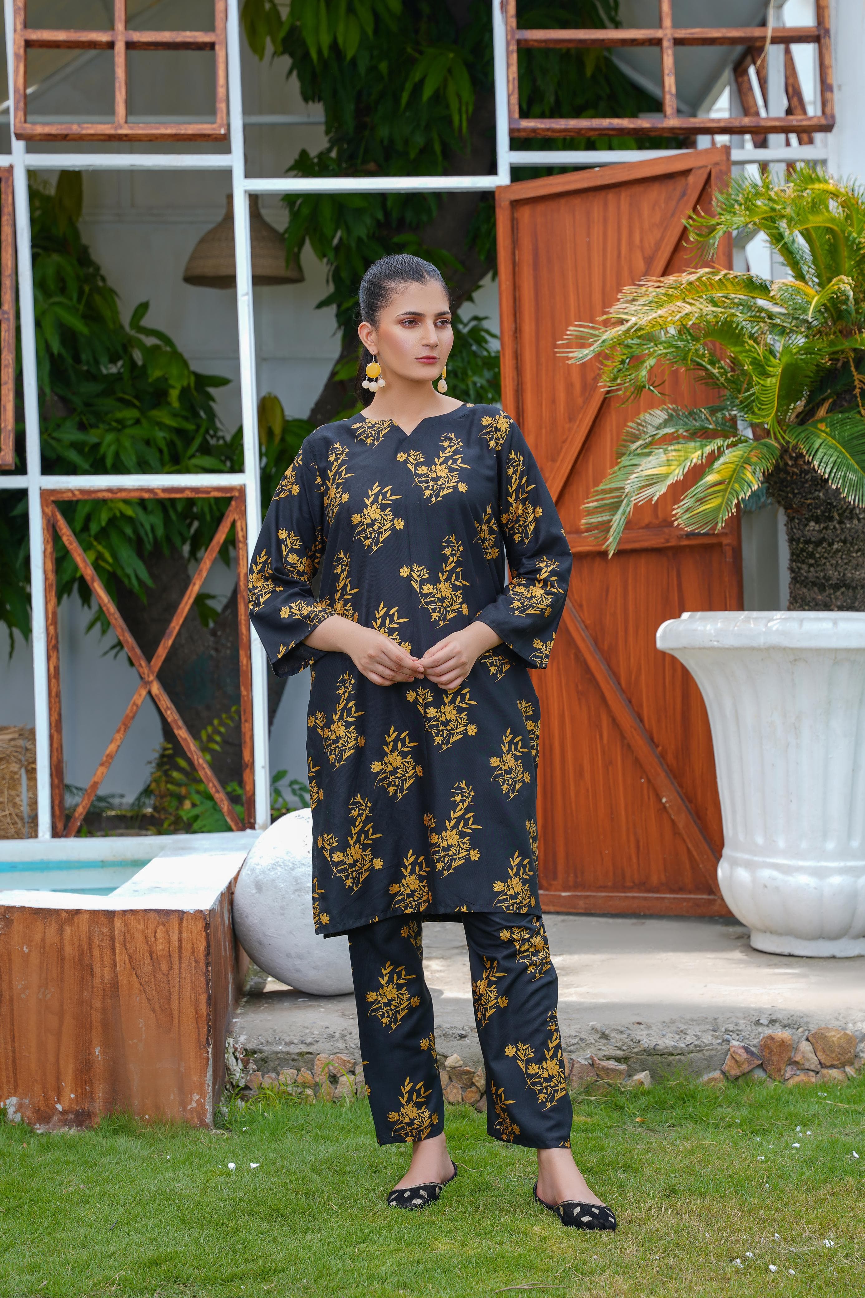 Camellia Printed Stitched 2 Piece Suit Co-Ords