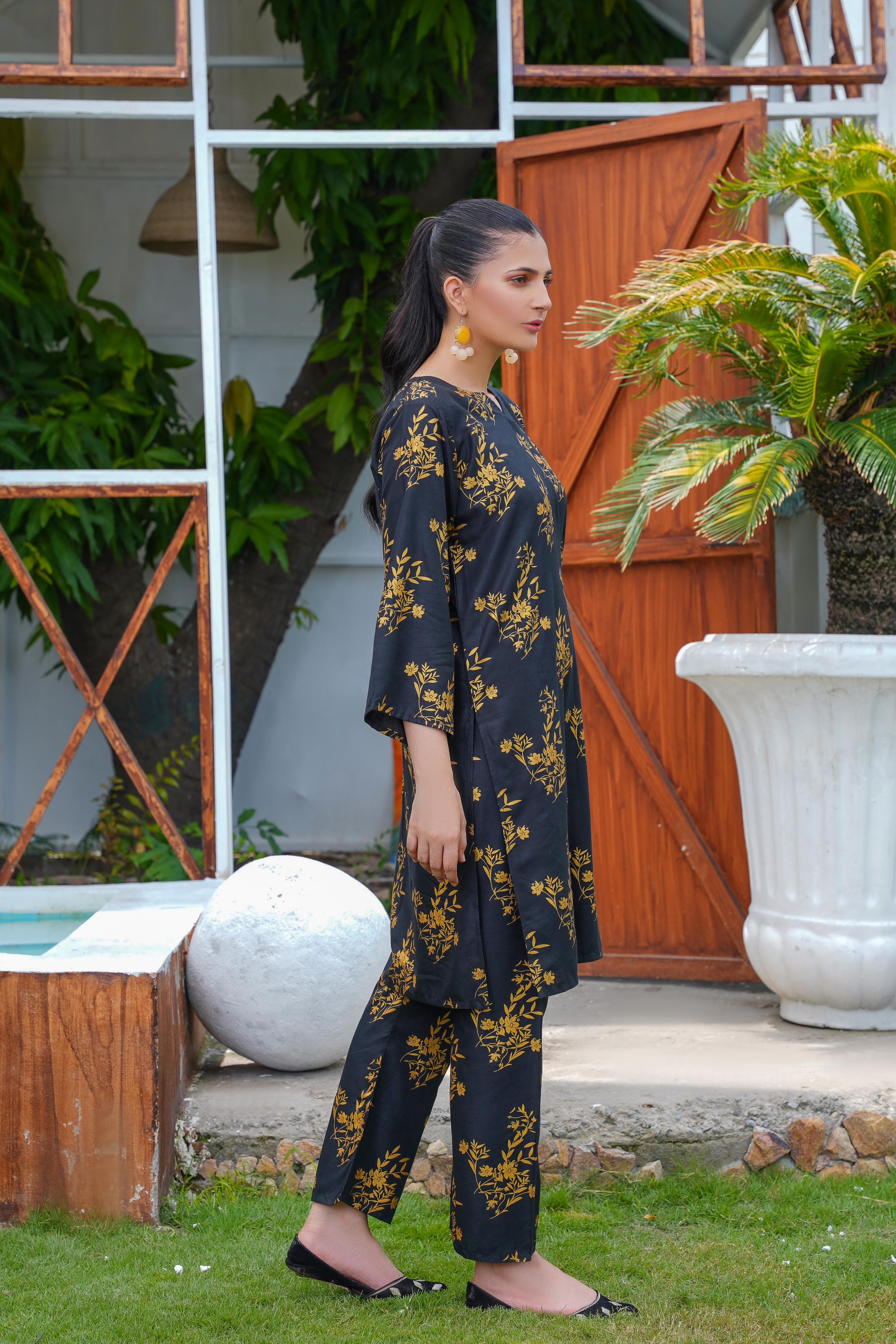 Camellia Printed Stitched 2 Piece Suit Co-Ords