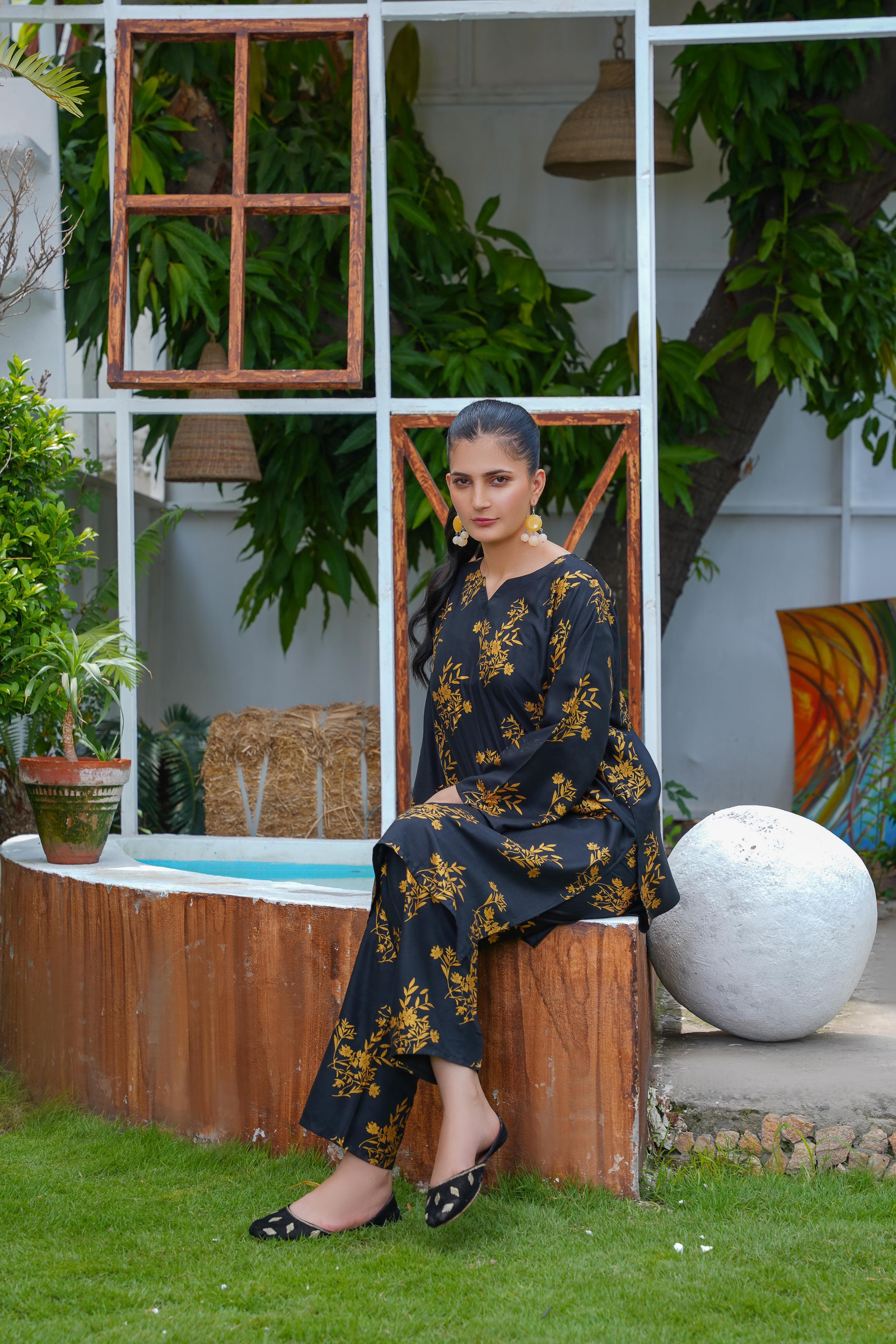 Camellia Printed Stitched 2 Piece Suit Co-Ords