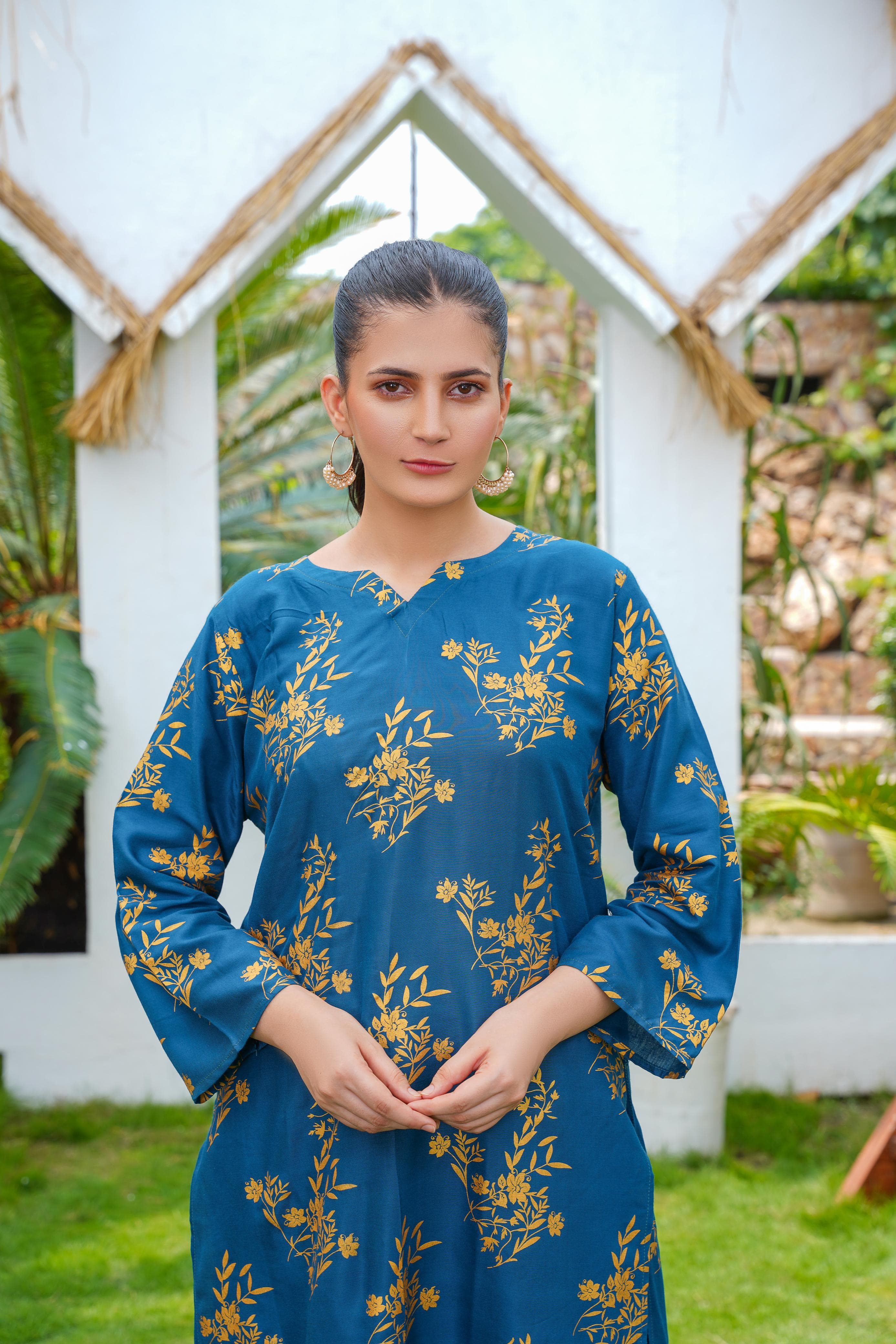 Camellia Printed Stitched 2 Piece Suit Co-Ords