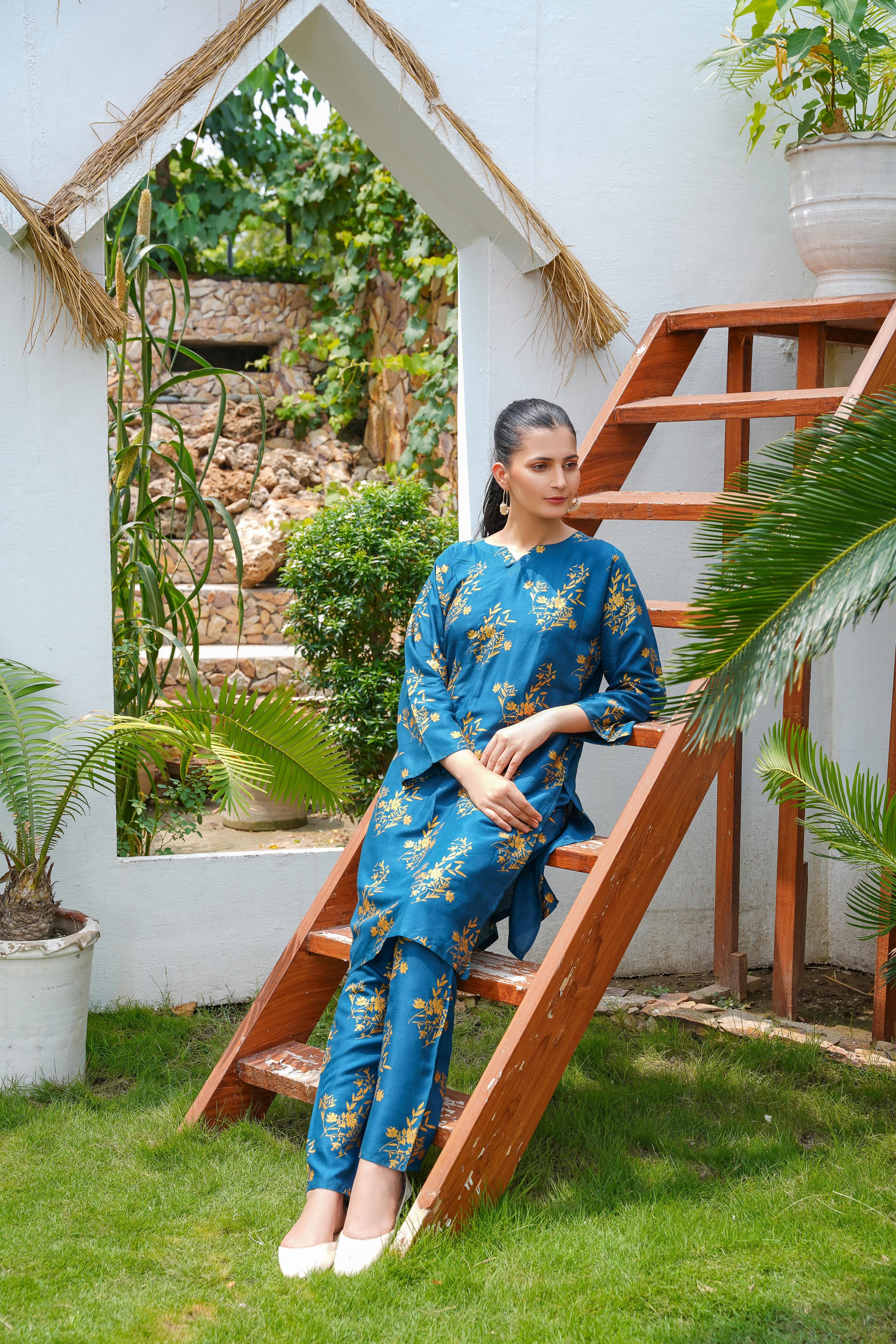 Camellia Printed Stitched 2 Piece Suit Co-Ords