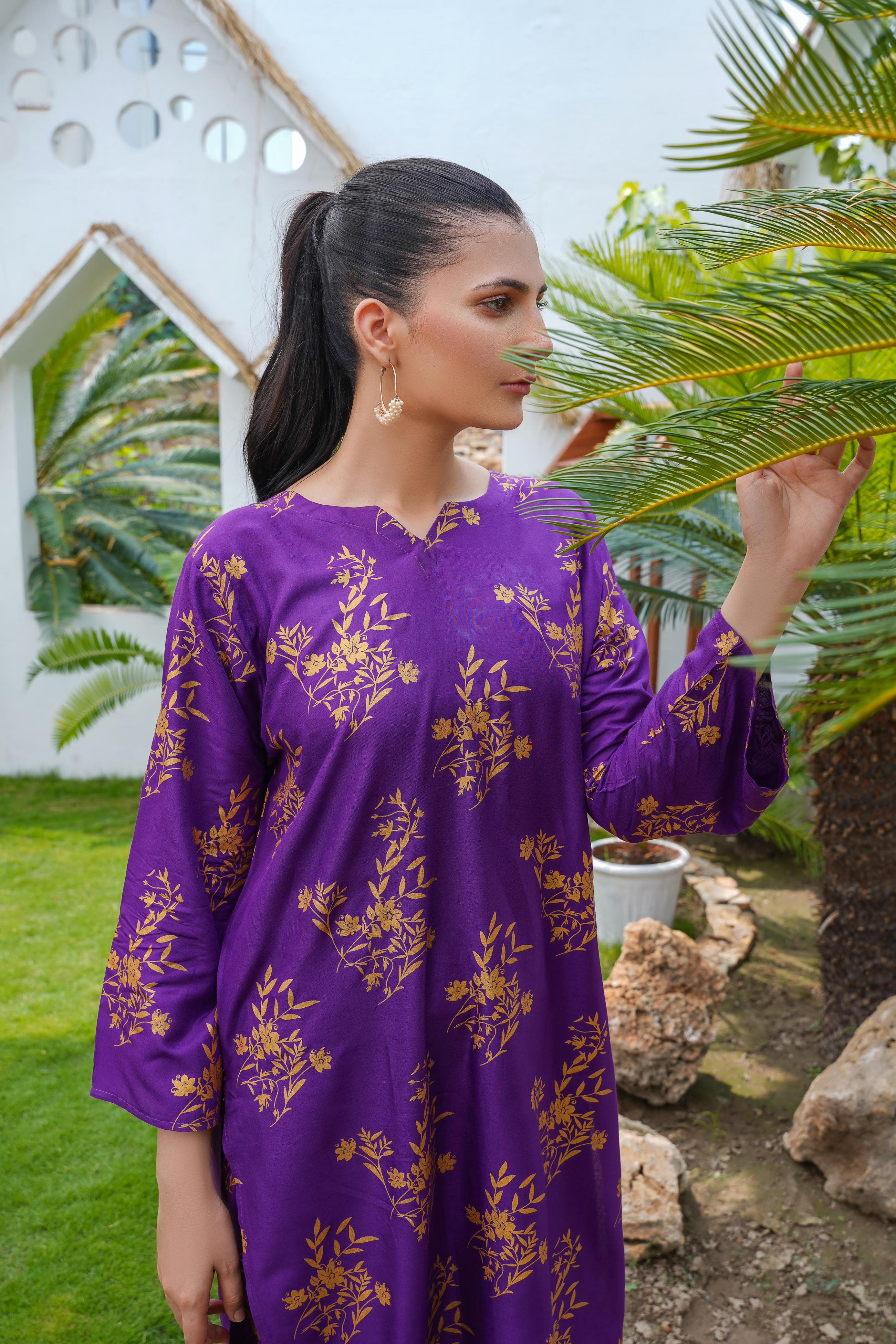 Camellia Printed Stitched 2 Piece Suit Co-Ords