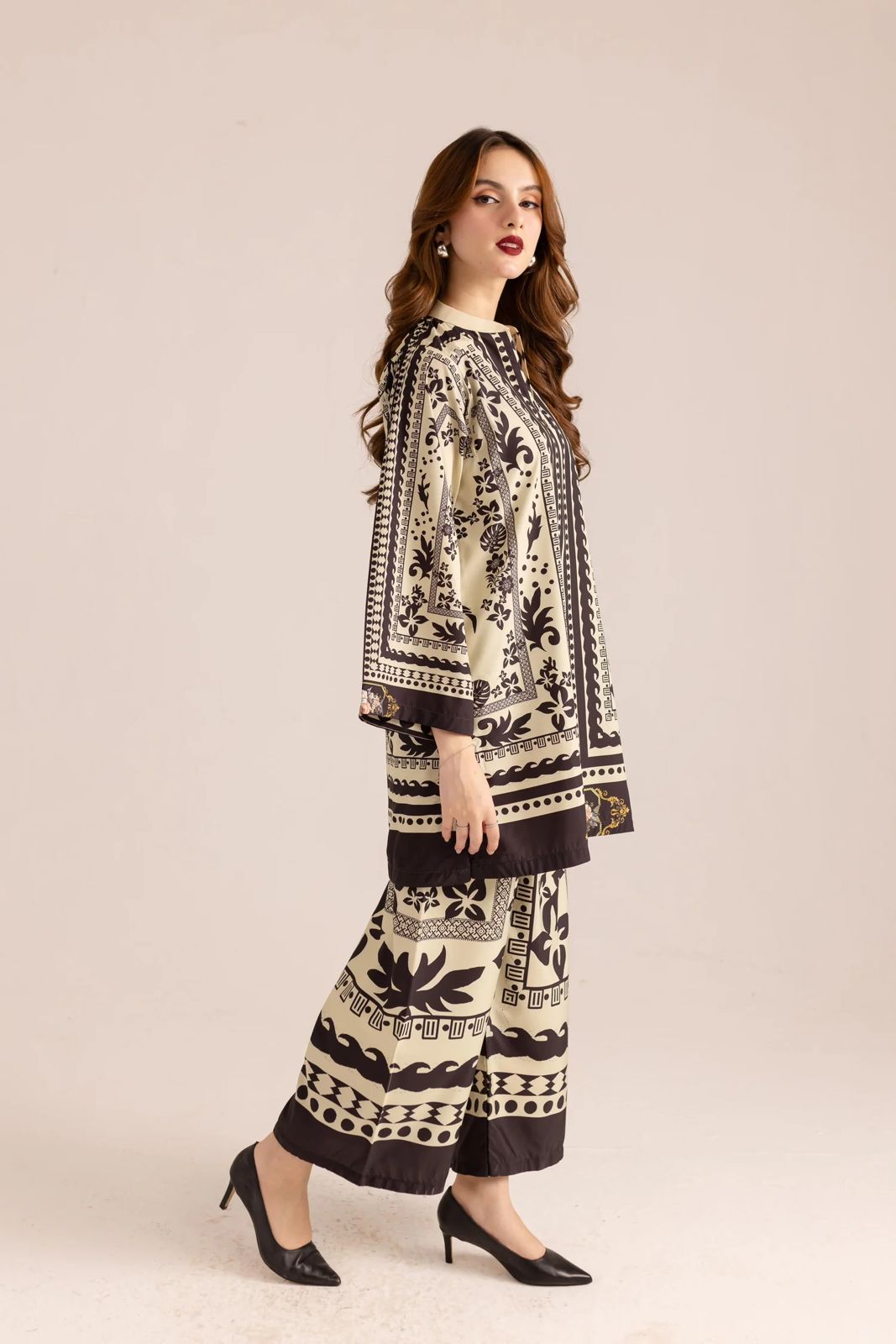HANIA Digital Printed Premium Silk 2Pc Stitched Dress.