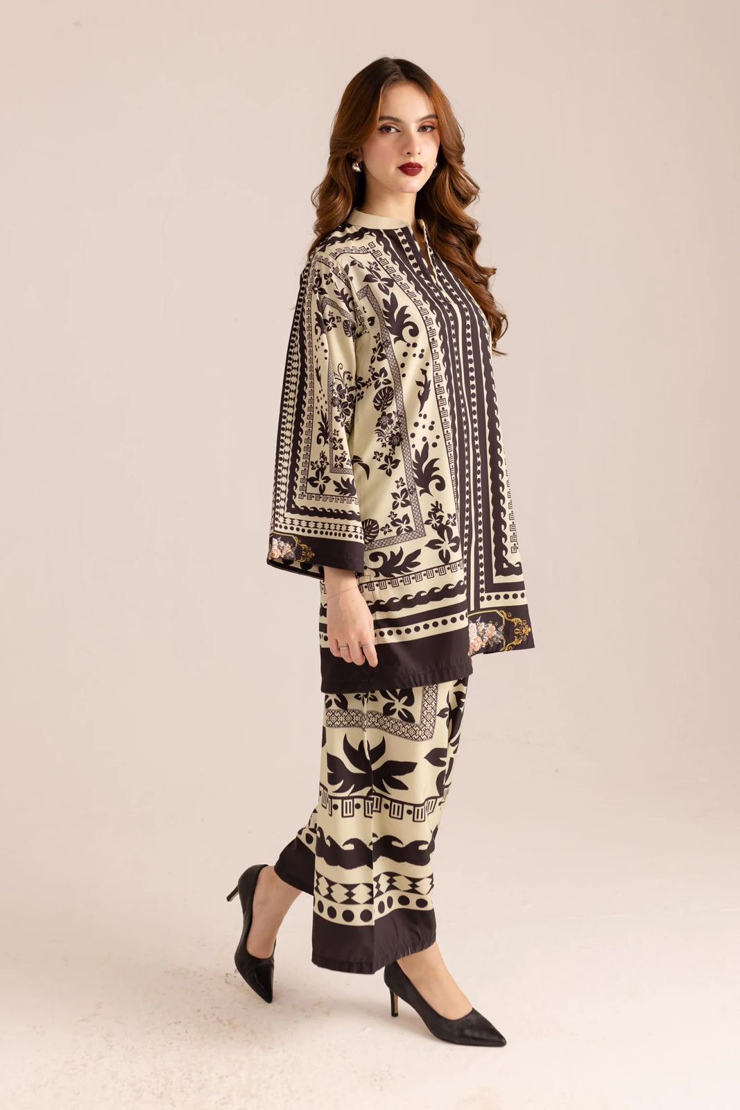 HANIA Digital Printed Premium Silk 2Pc Stitched Dress.