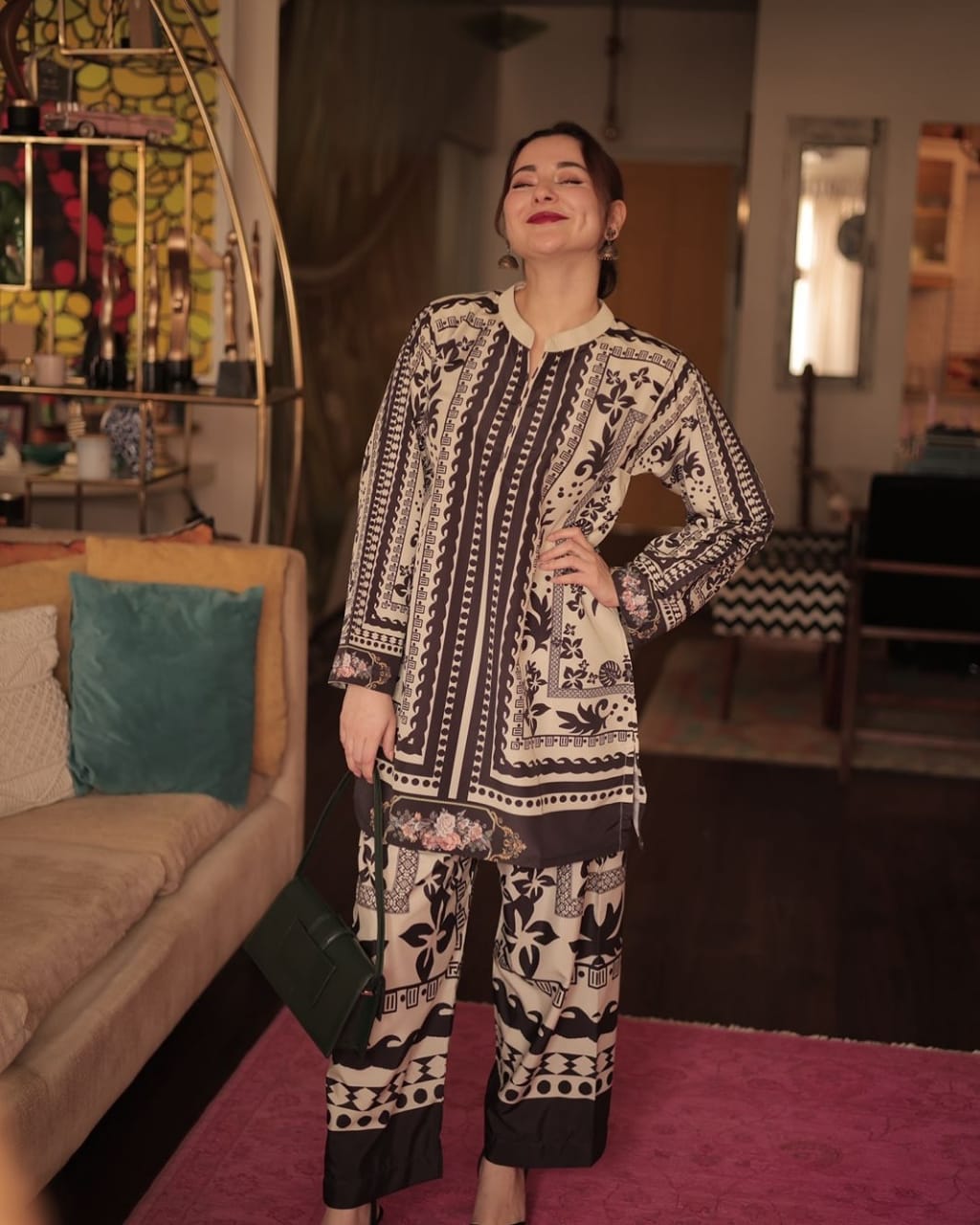 HANIA Digital Printed Premium Silk 2Pc Stitched Dress.