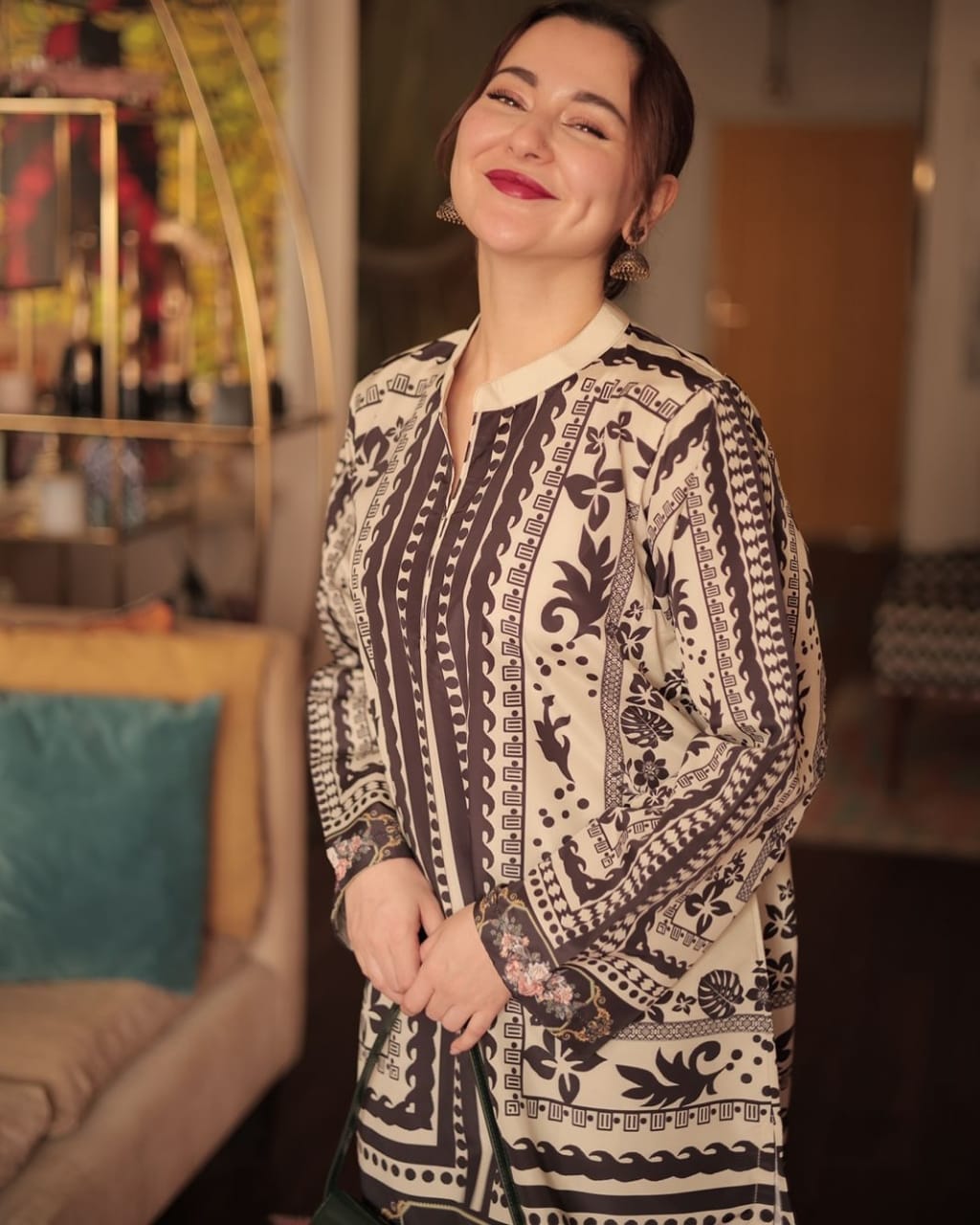 HANIA Digital Printed Premium Silk 2Pc Stitched Dress.