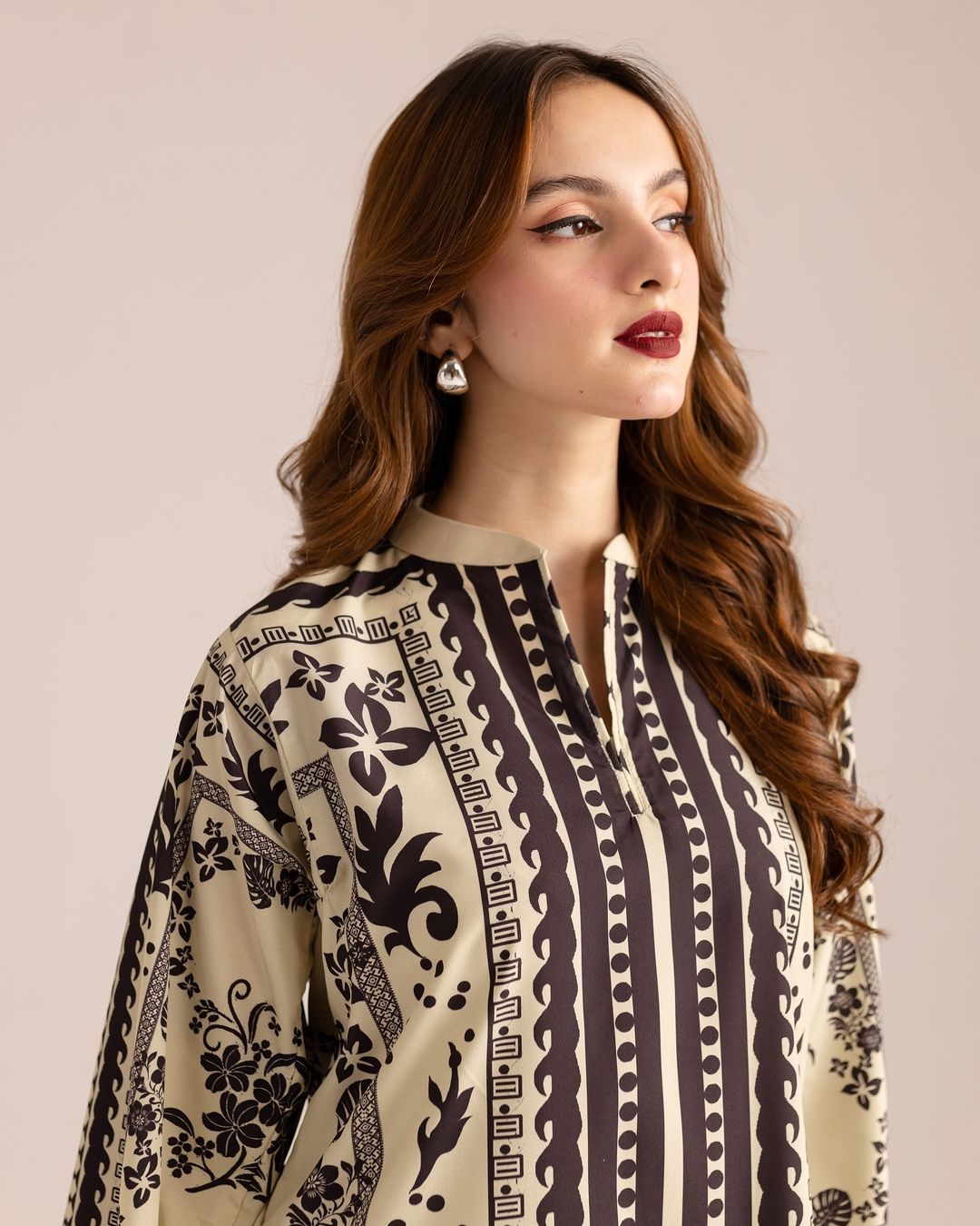 HANIA Digital Printed Premium Silk 2Pc Stitched Dress.