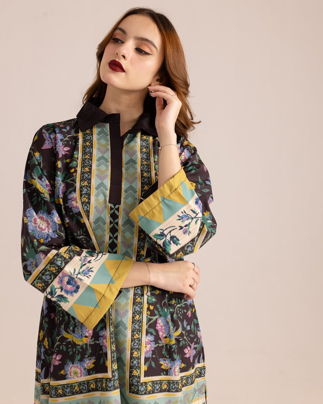 GUL-E-JAAN Digital Printed Premium Silk 2Pc Stitched Dress.