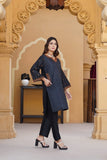 AFREEN POCKET Embroidered 2Pc Stitched Dress Premium Linen.