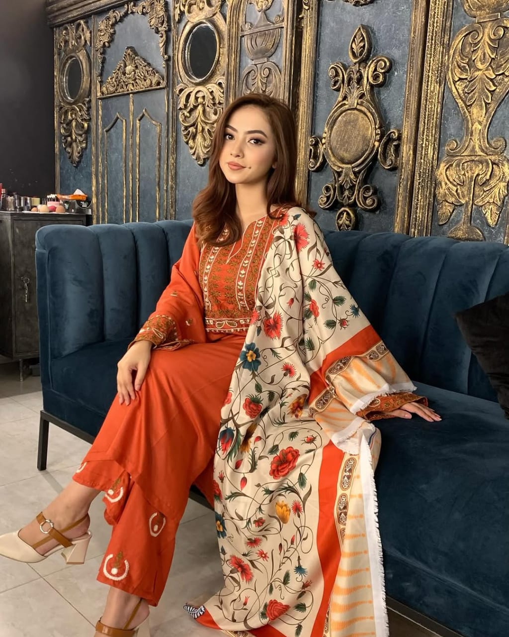 AYAT EMBROIDERED 3-PIECE WITH SHAWL Stitched Dress.