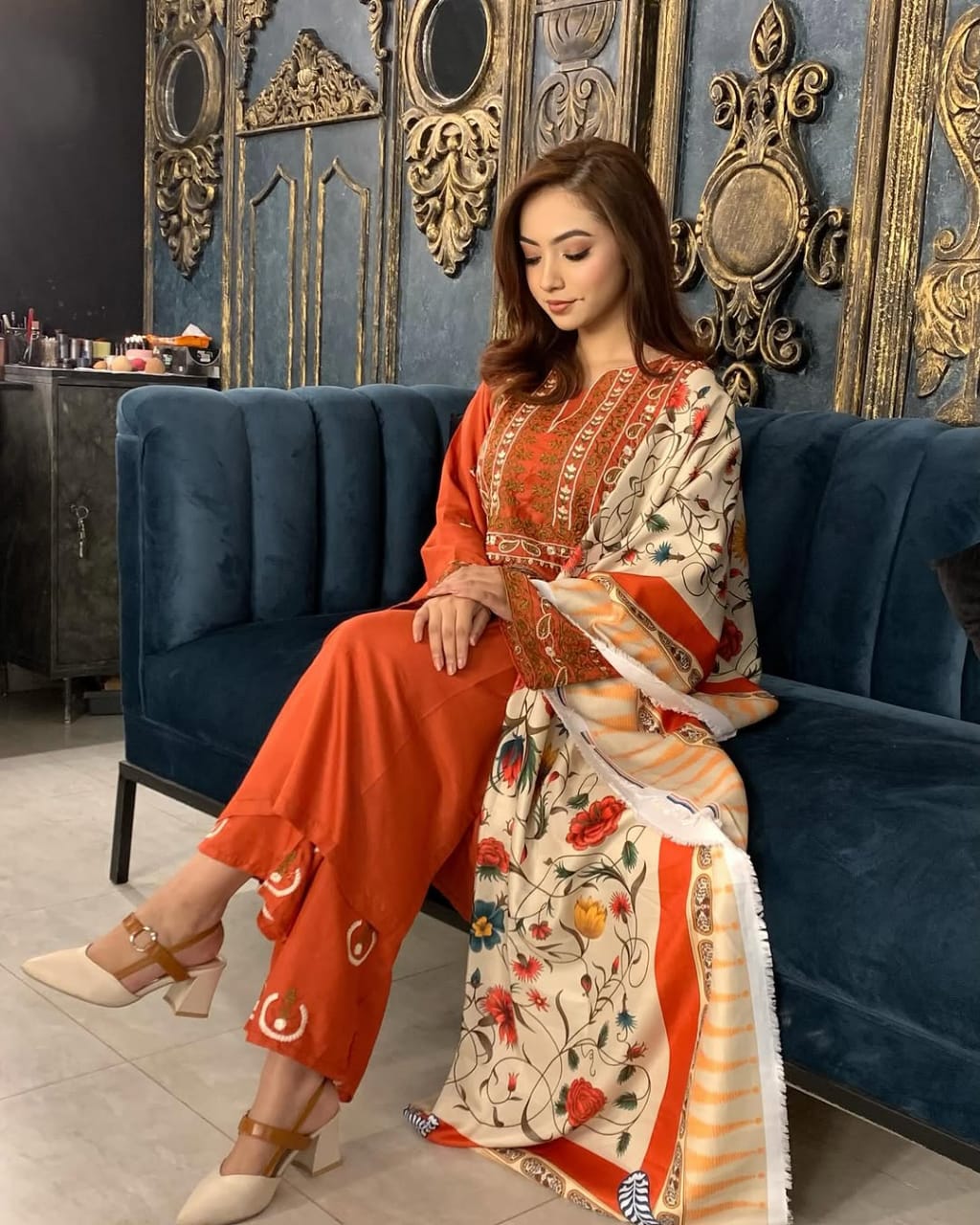 AYAT EMBROIDERED 3-PIECE WITH SHAWL Stitched Dress.
