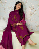 AMBER EMBROIDERED 3-PIECE Stitched Dress.