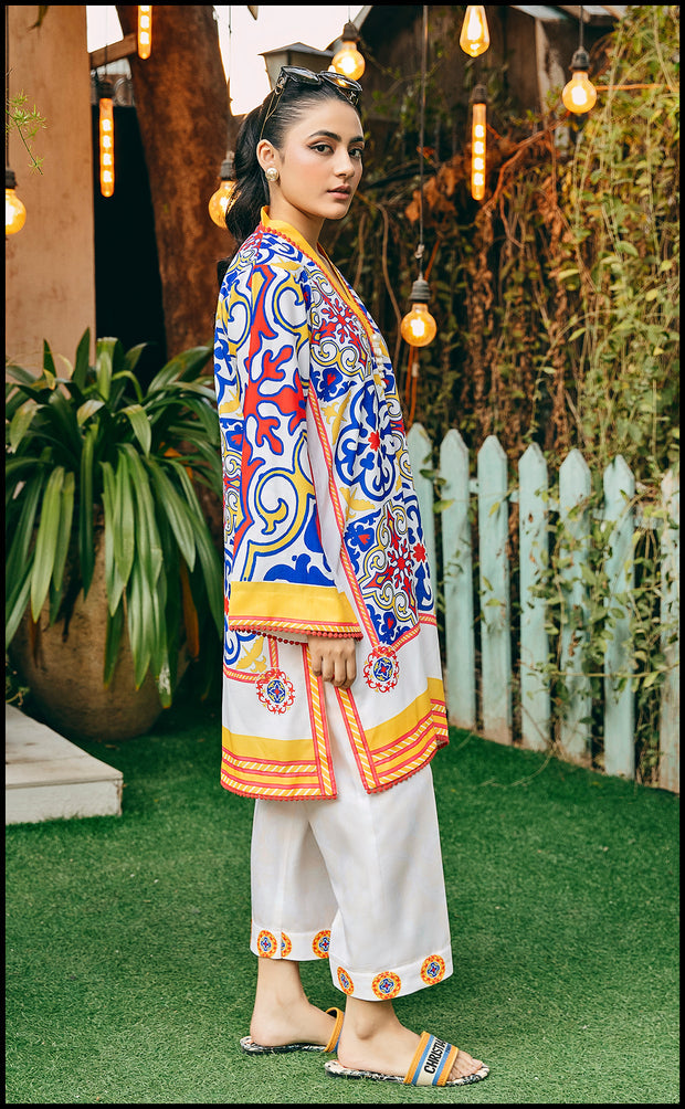 SHAMSA Digital Printed Premium Silk 2Pc Stitched Dress.