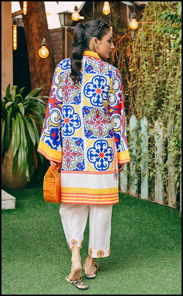 SHAMSA Digital Printed Premium Silk 2Pc Stitched Dress.