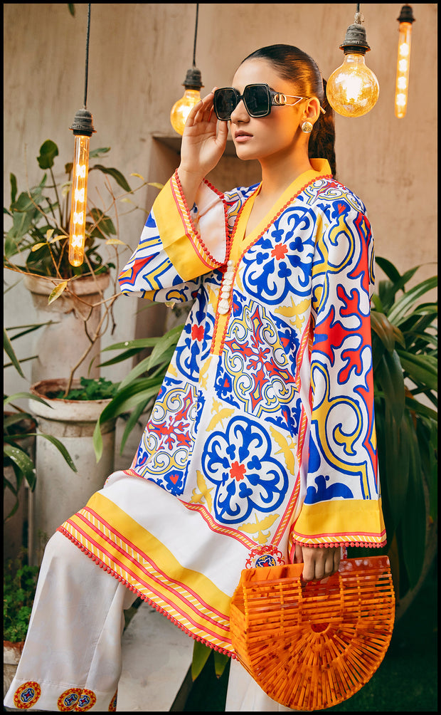 SHAMSA Digital Printed Premium Silk 2Pc Stitched Dress.