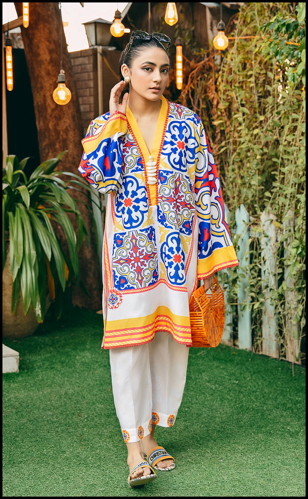 SHAMSA Digital Printed Premium Silk 2Pc Stitched Dress.