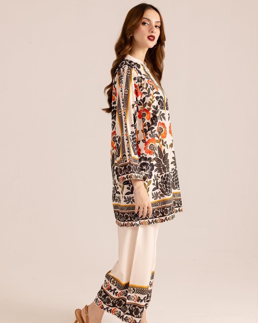 GULNAR Digital Printed Premium Silk 2Pc Stitched Dress.